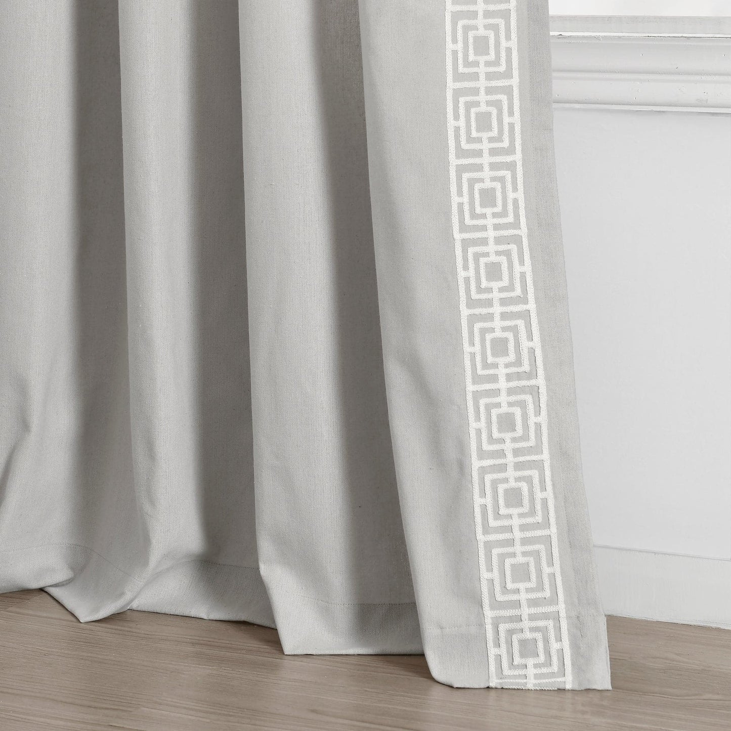 Luxury Modern Square Embroidery Border Window Curtain Panel