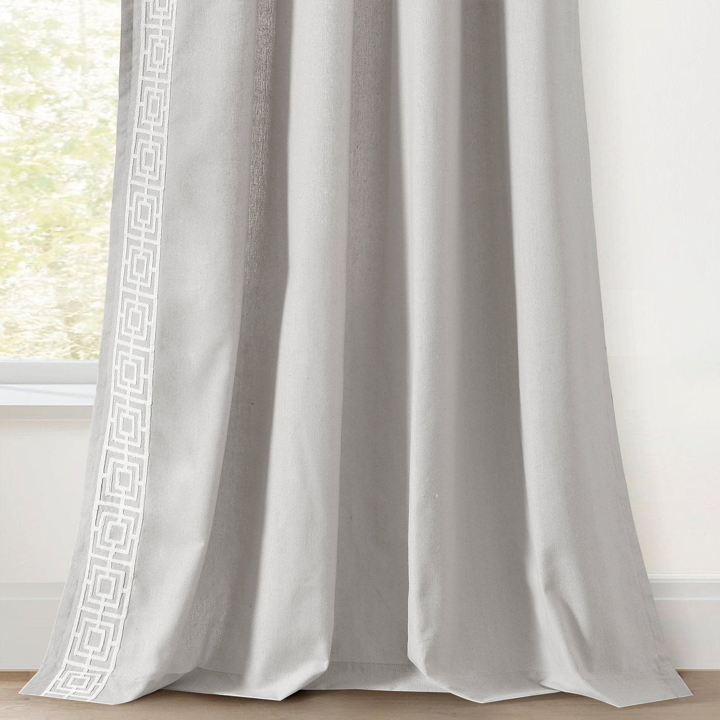 Luxury Modern Square Embroidery Border Window Curtain Panel