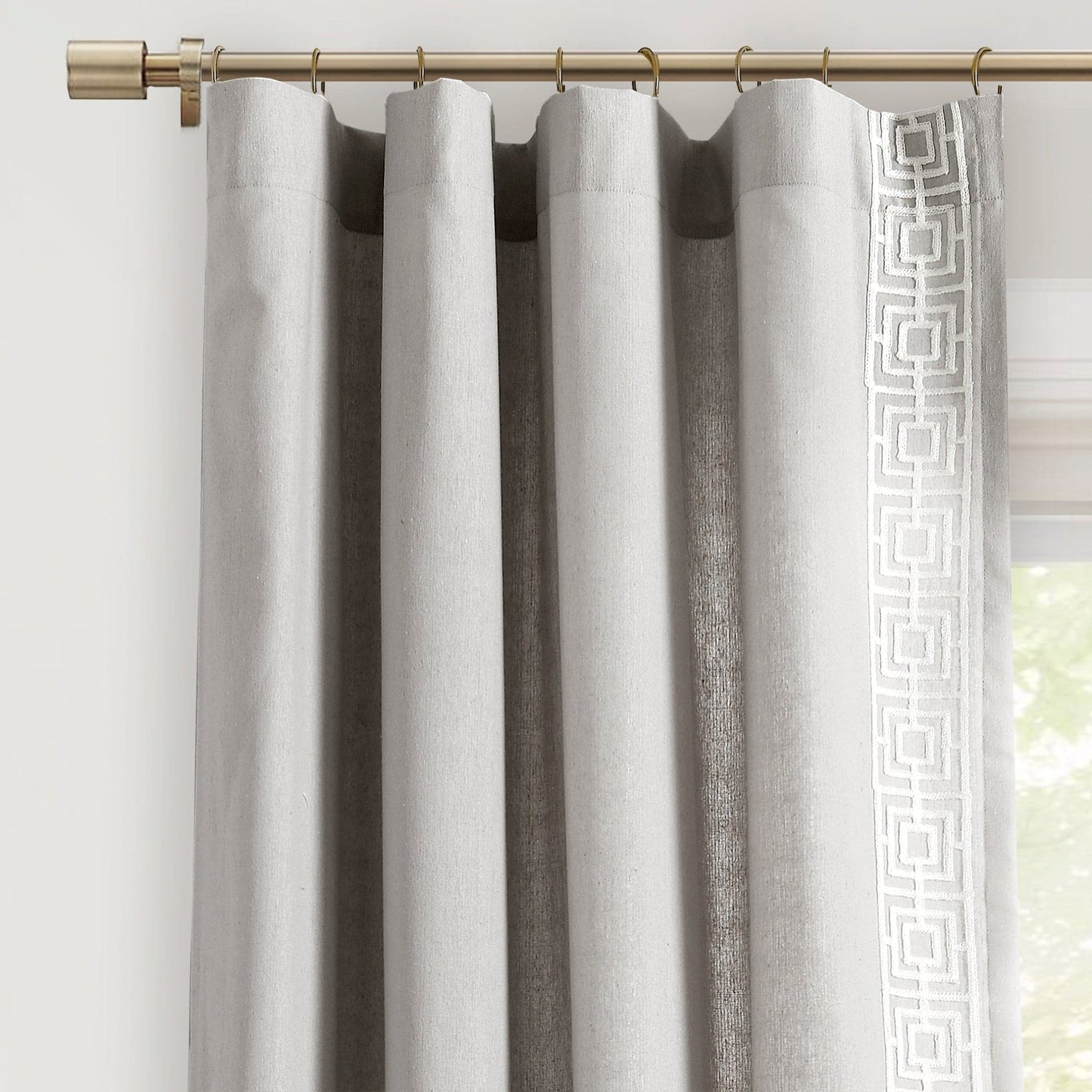 Luxury Modern Square Embroidery Border Window Curtain Panel