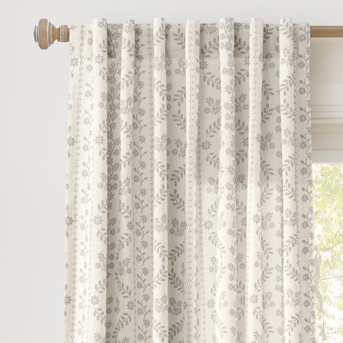 Doreen Delicate Floral Window Curtain Panel Set