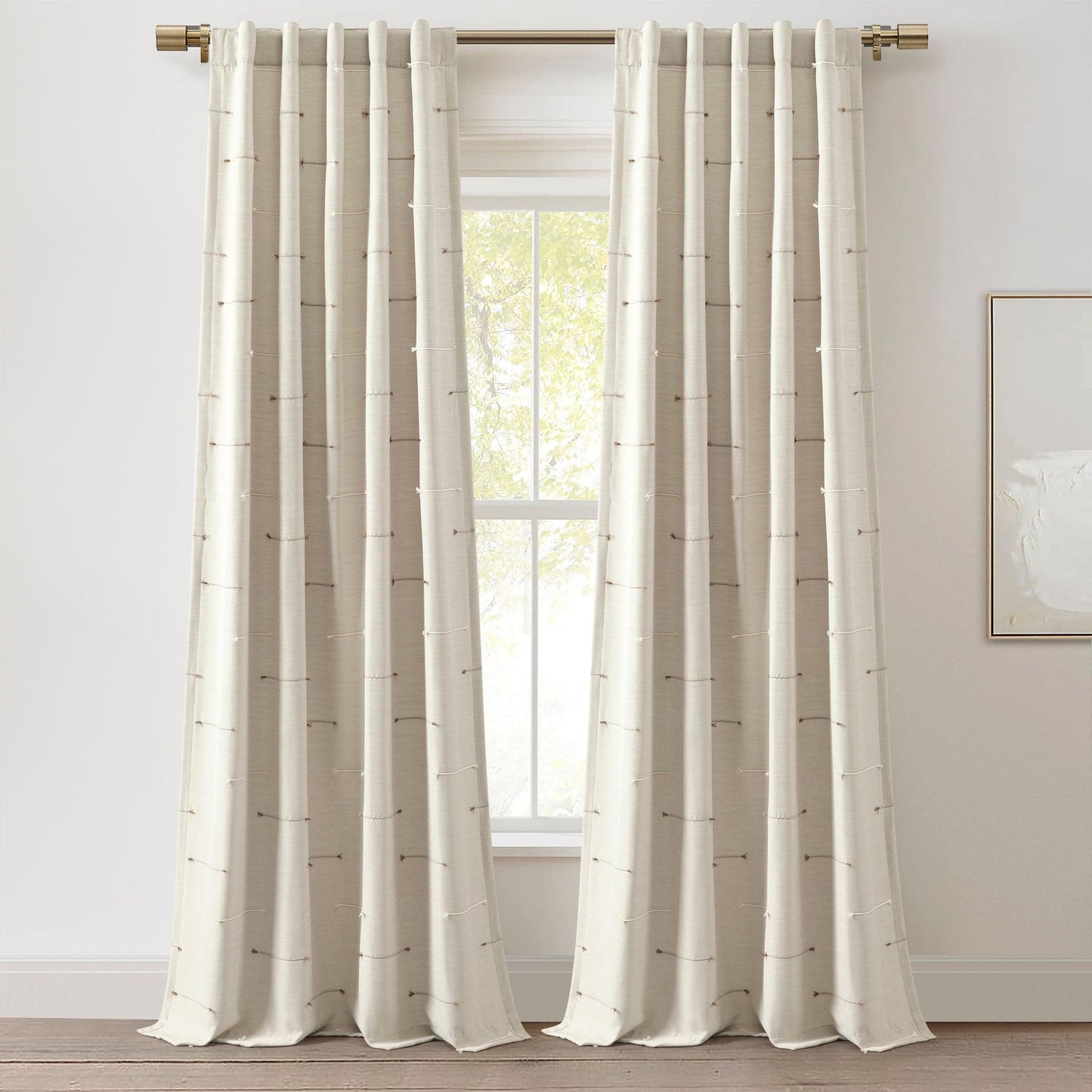 Boho Stripe Clip Jacquard Window Curtain Panel Set