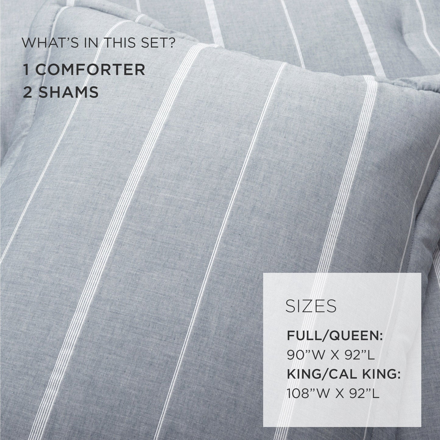 Classic Farmhouse Chalk Stripe 3 Piece Comforter Set