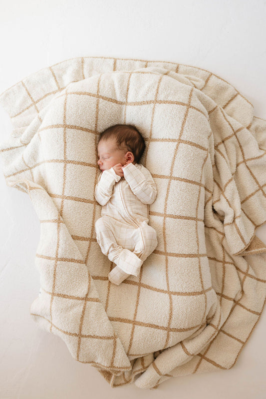 Golden Grid | Plush Blanket