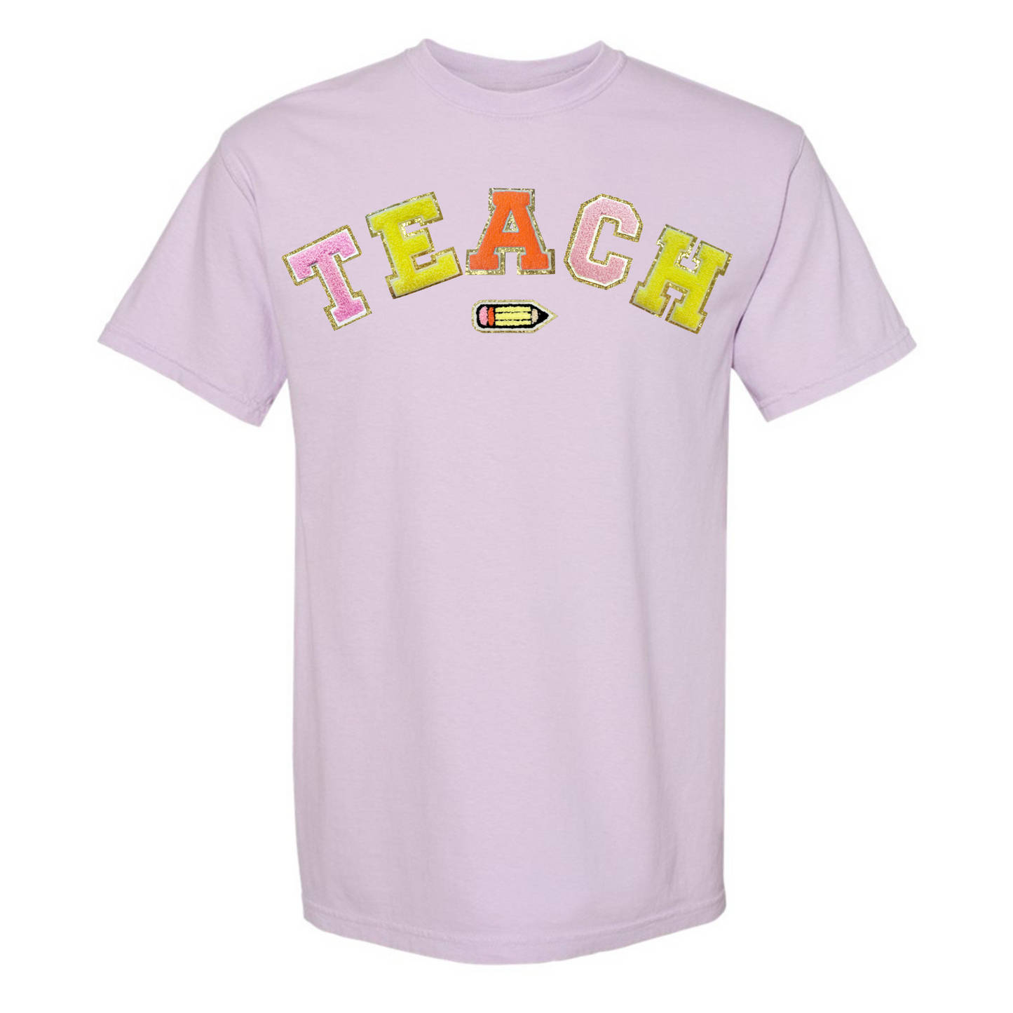 Teach Pencil Letter Patch T-Shirt