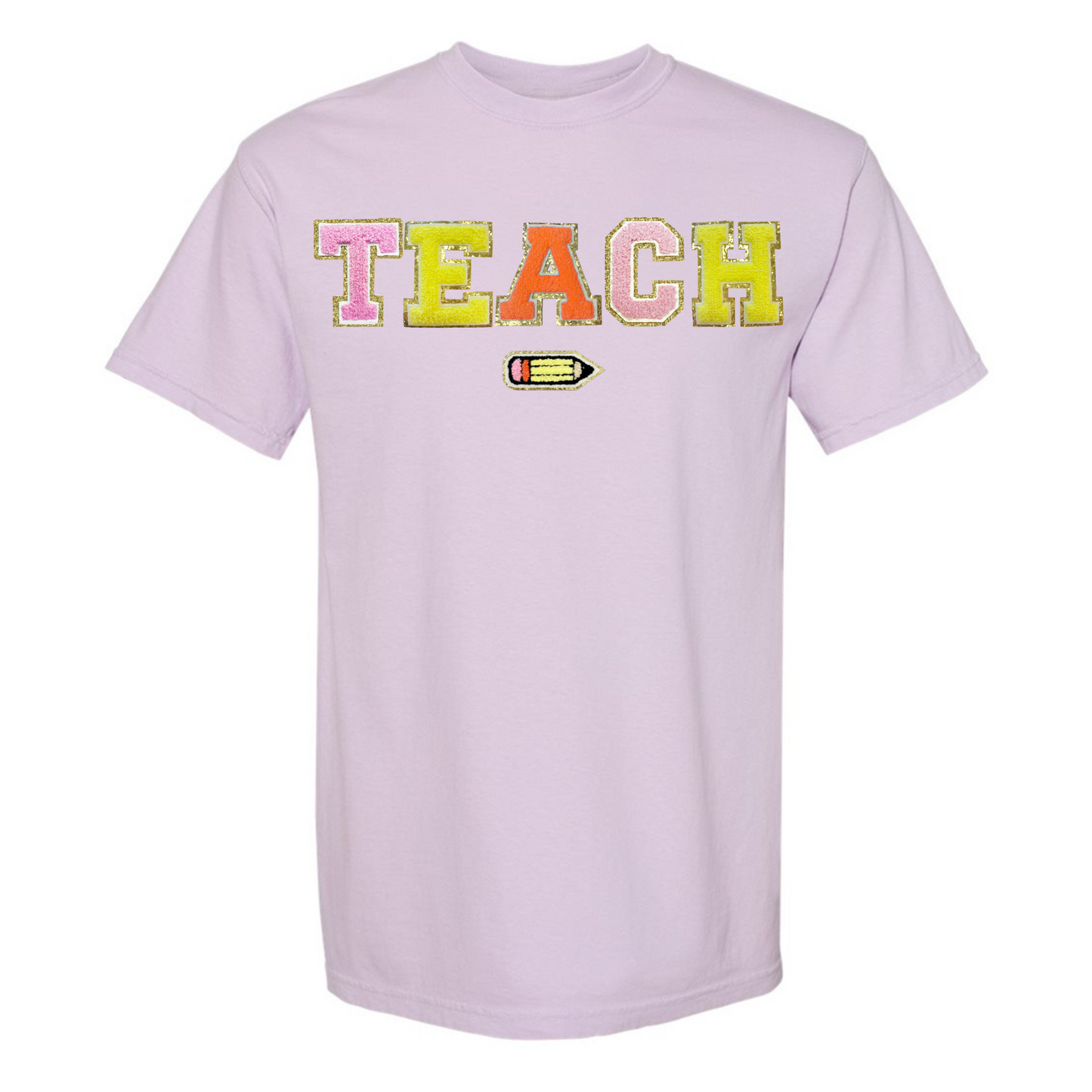 Teach Pencil Letter Patch T-Shirt