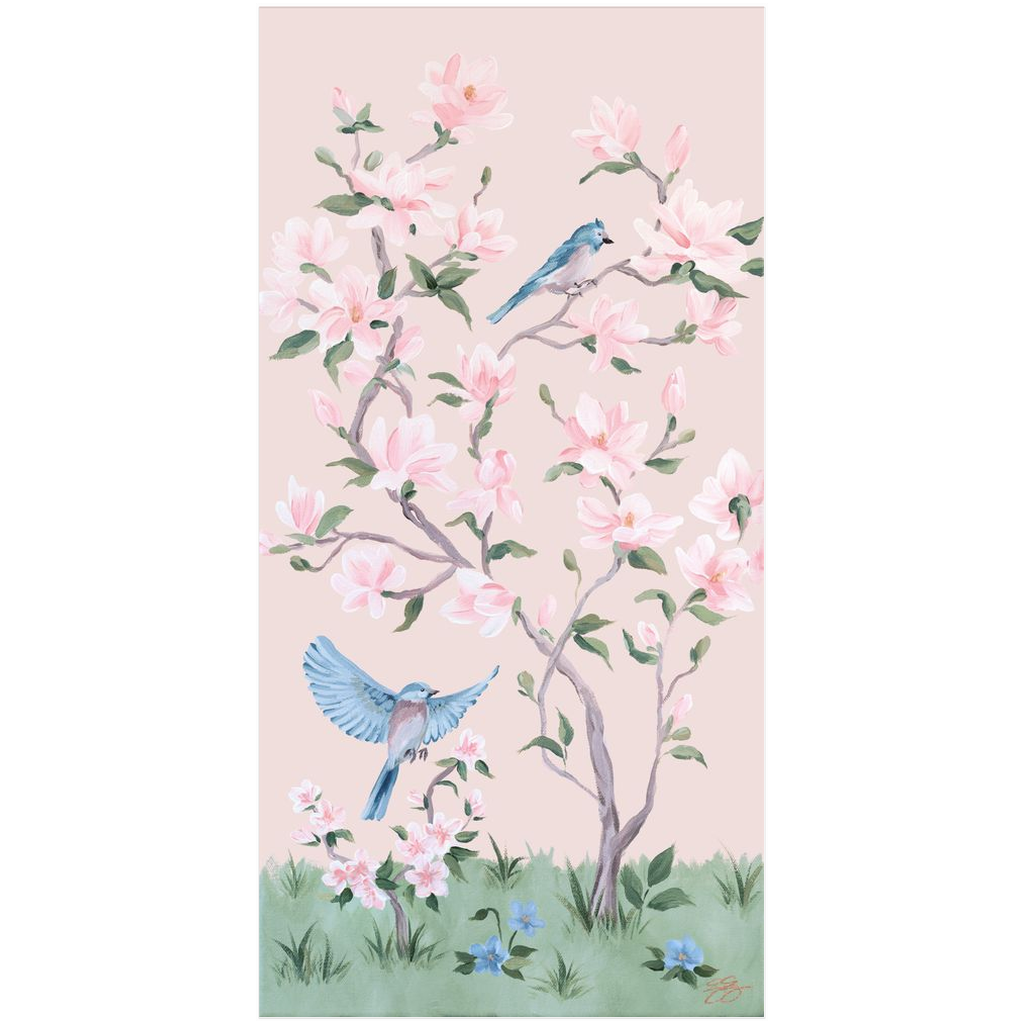 May, a pink chinoiserie fine art print on paper