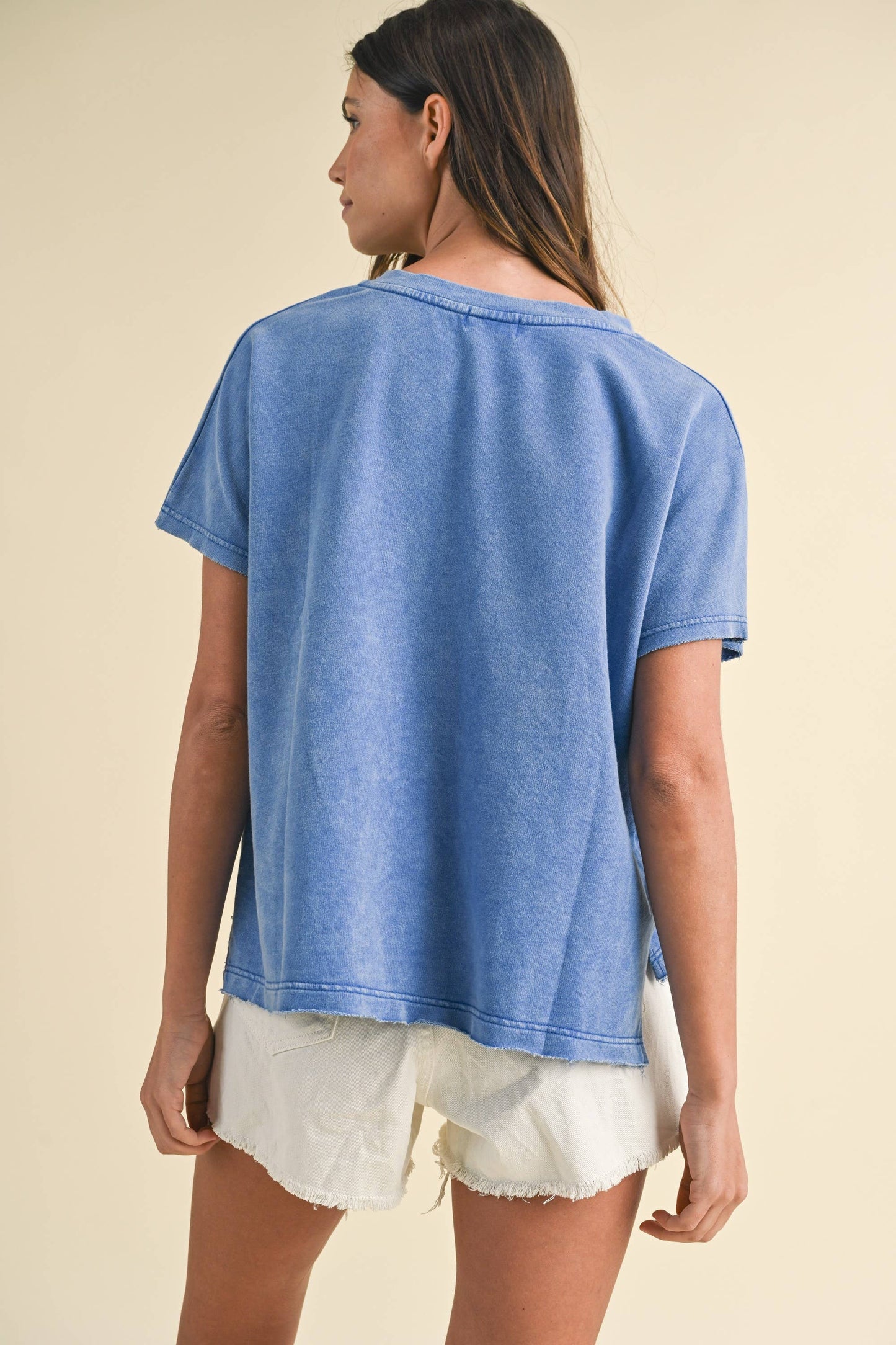 anniewear - MINERAL WASHED USA PATCHED KNIT TOP_AT1891