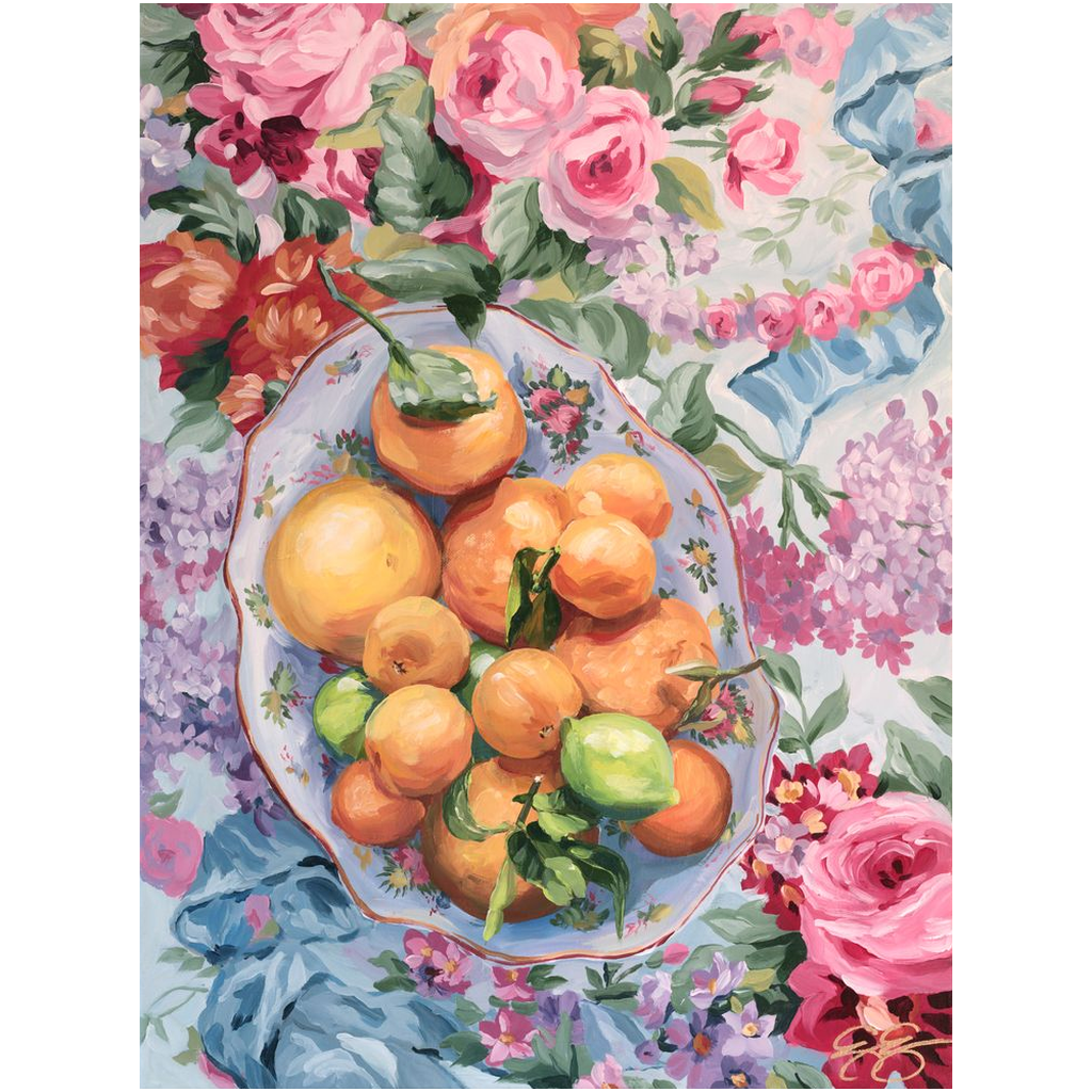 Citrus in Chinoiserie, a fine art print on canvas