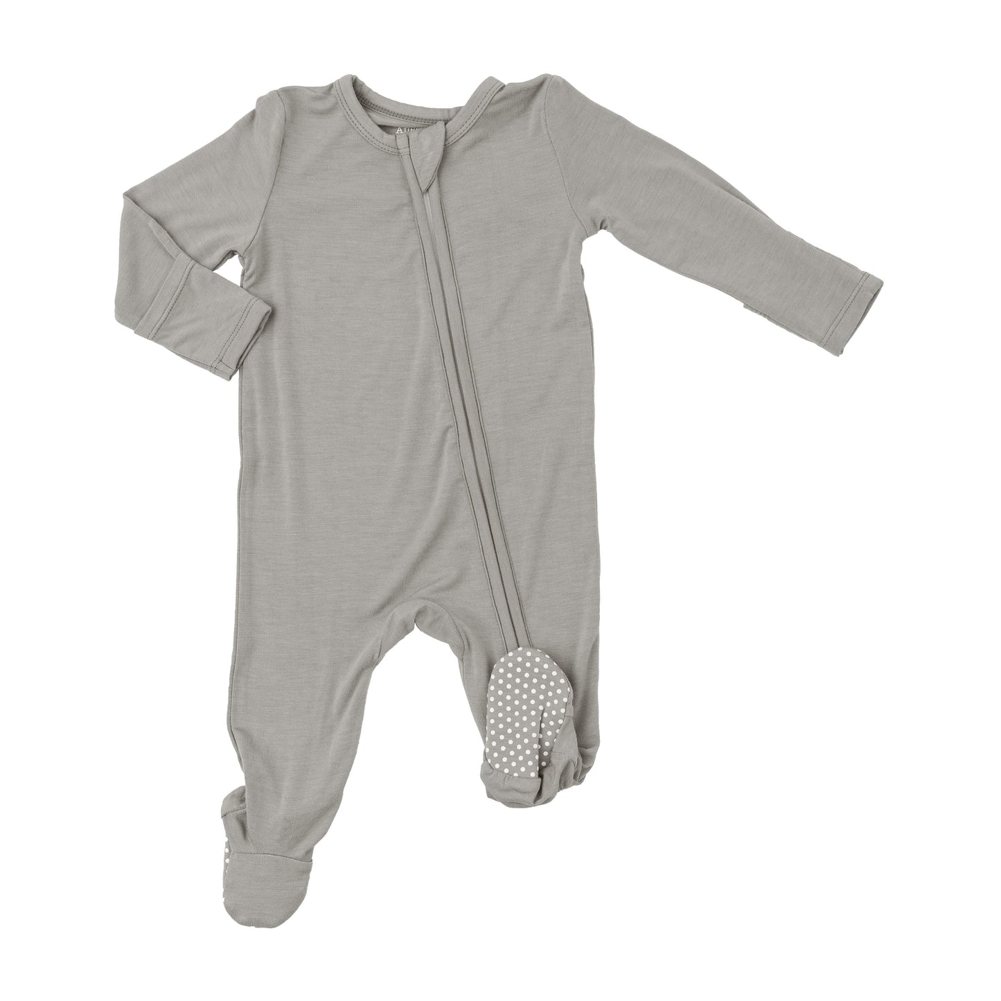 2 Way Zipper Footie - Dove Grey Solid