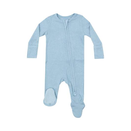 2 Way Zipper Footie - Dream Blue Rib