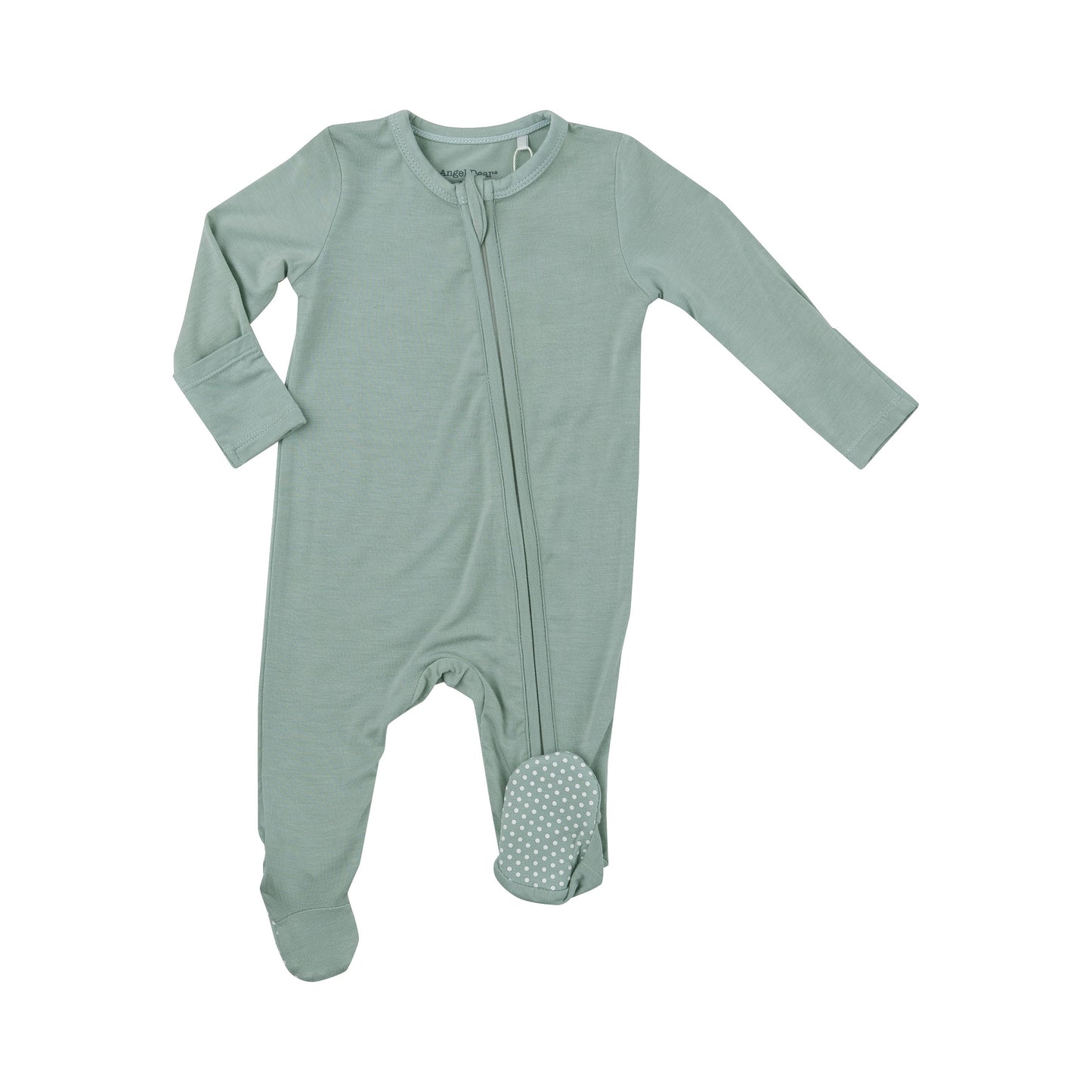 2 Way Zipper Footie - Frosty Green Solid