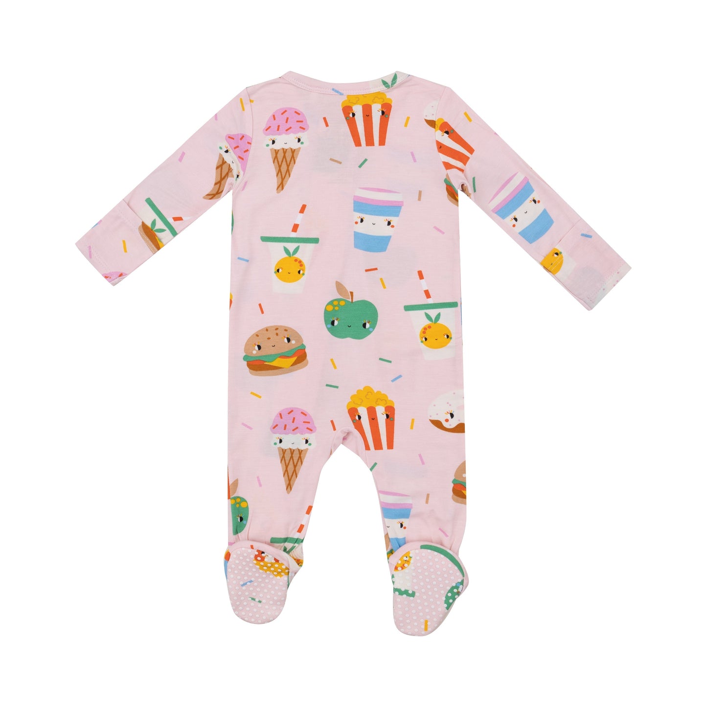 2 Way Zipper Footie - Send Snacks Pink