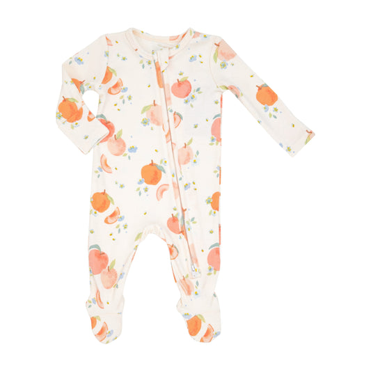 2 Way Zipper Footie - Spring Peaches