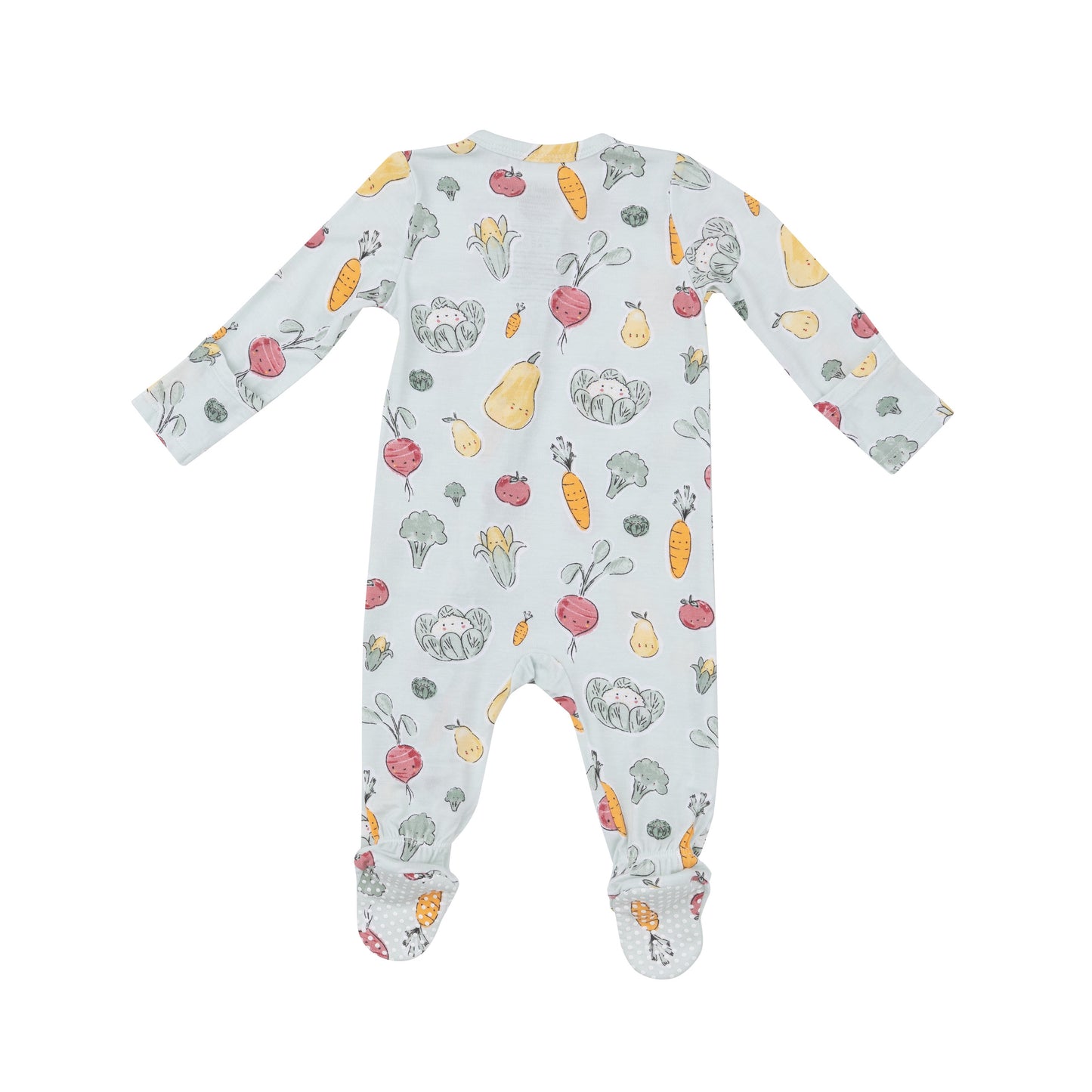 2 Way Zipper Footie - Watercolor Baby Veggies