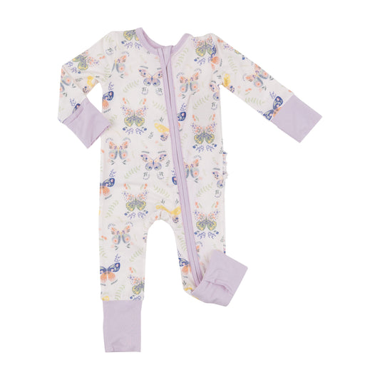 2 Way Zipper Romper - Botany Butterflies