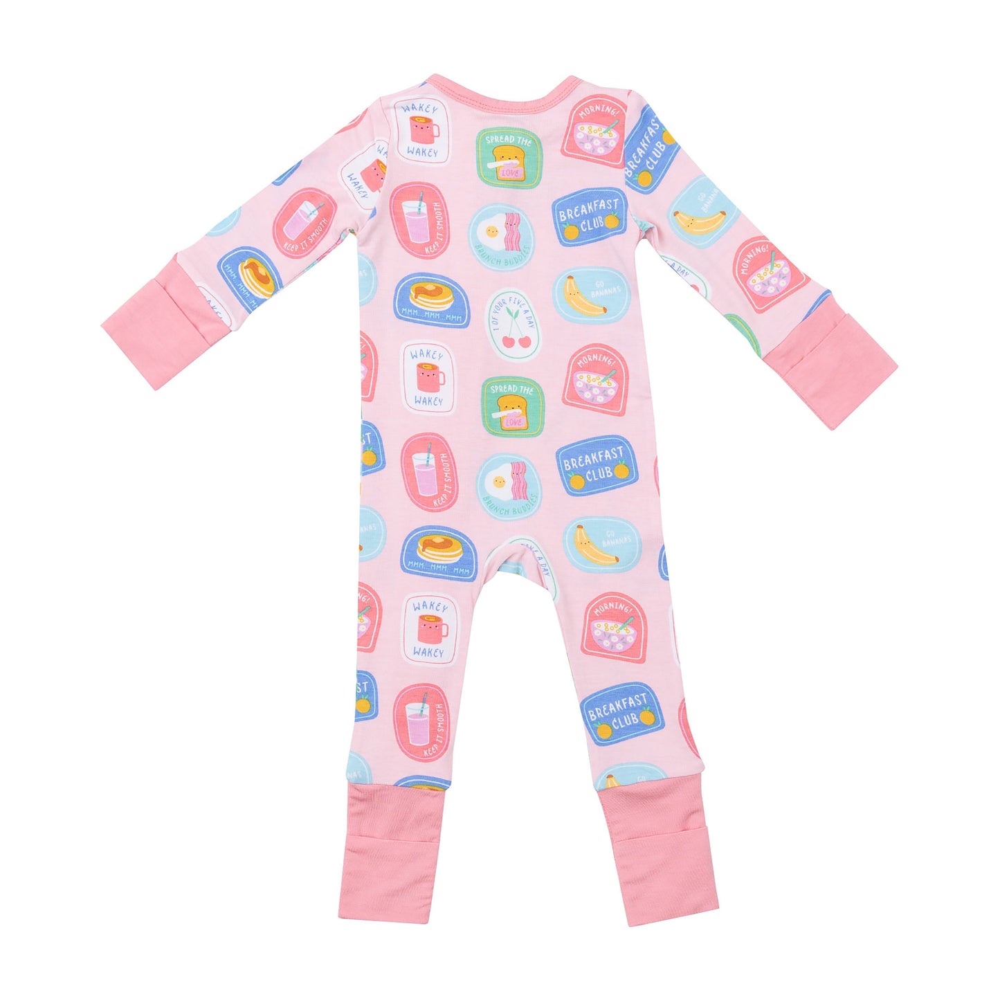 2 Way Zipper Romper - Breakfast Club Patches Pink