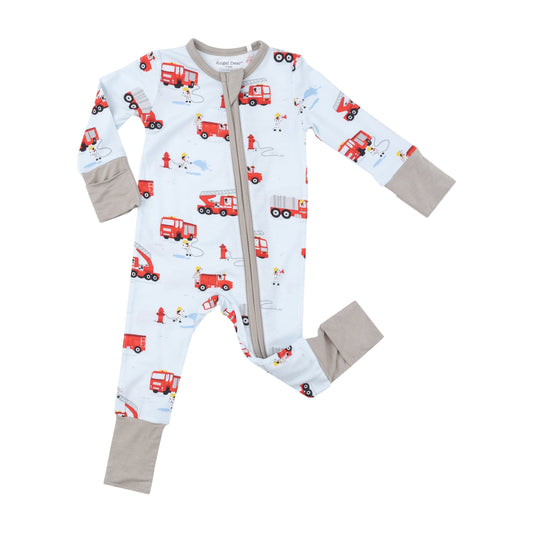 2 Way Zipper Romper - Firetruck Dalmations