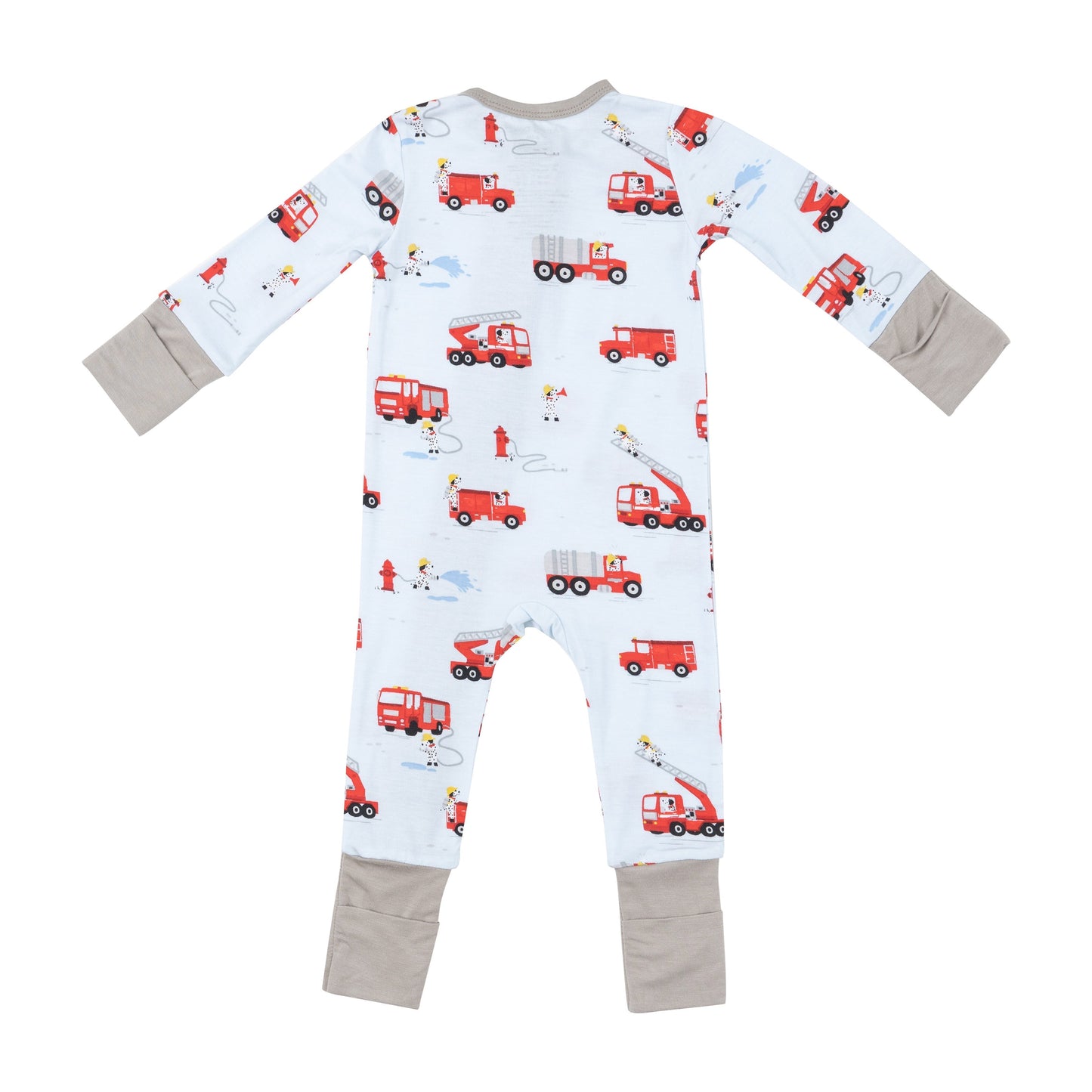 2 Way Zipper Romper - Firetruck Dalmations