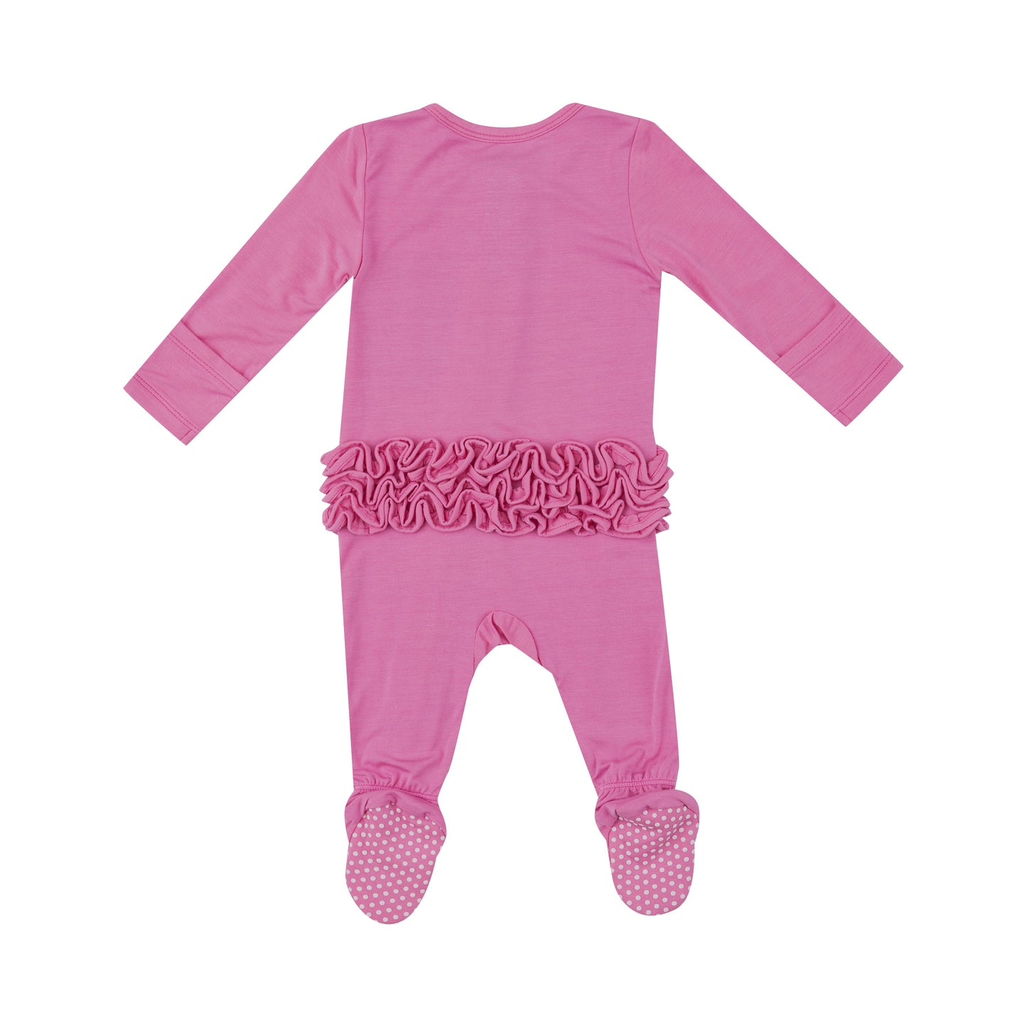 2 Way Zipper Ruffle Back Footie - Strawberry Moon Solid