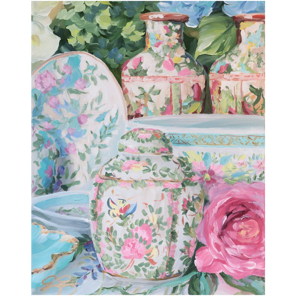 Rose Canton Ginger Jar, a fine art print on canvas