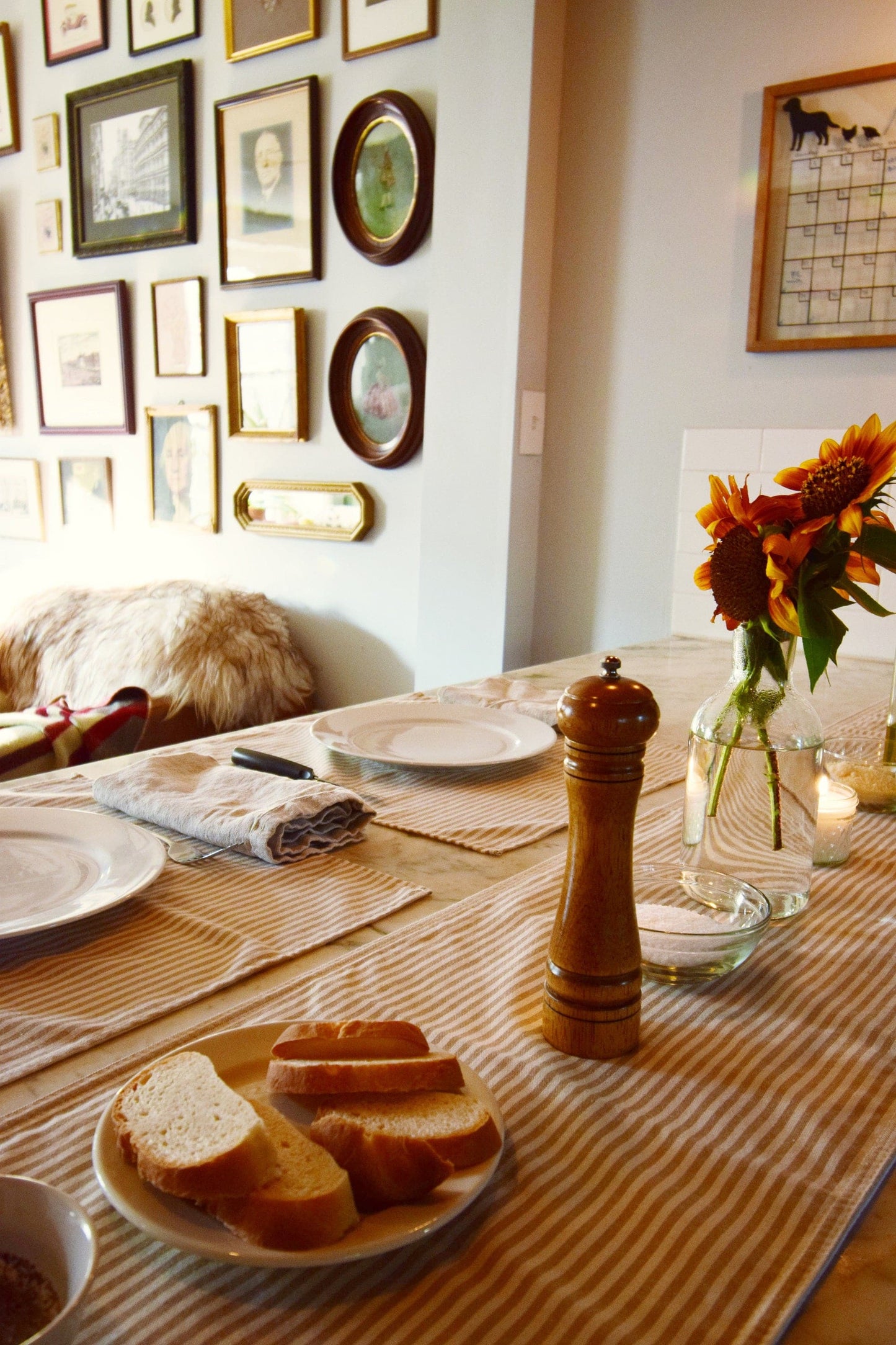 Farmhouse Ticking Stripe Yarn Dyed Table Runner