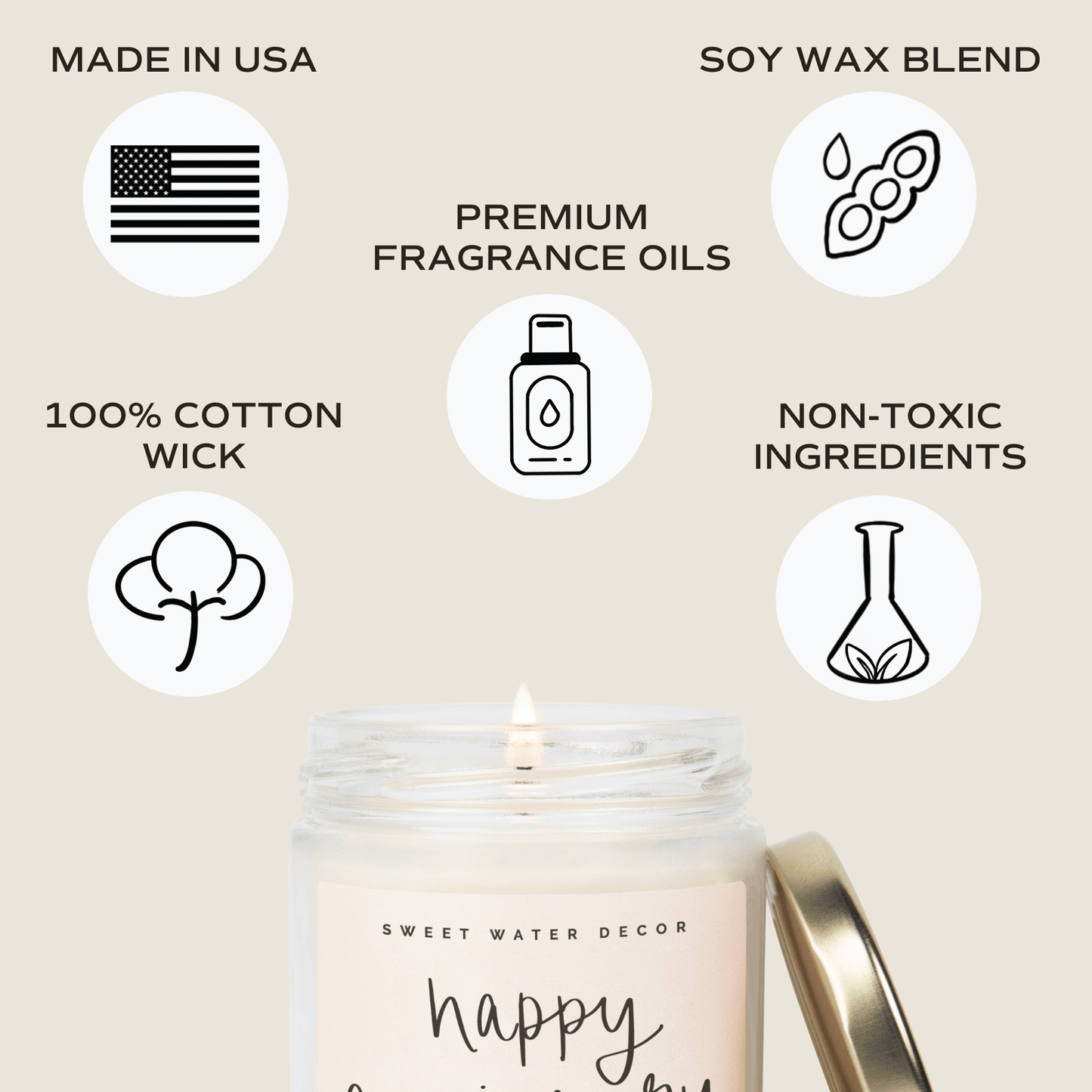 Happy Anniversary Soy Candle - Clear Jar - 9 oz (Palo Santo Patchouli)