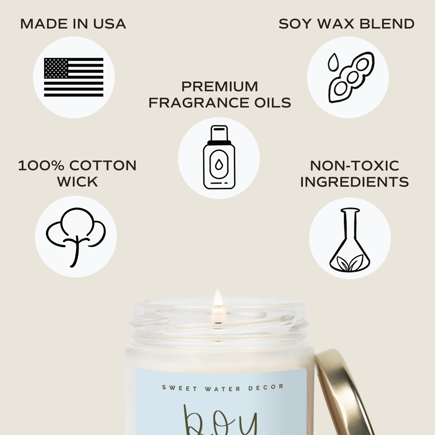 Boy Mom Soy Candle - Clear Jar - 9 oz (Palo Santo Patchouli)