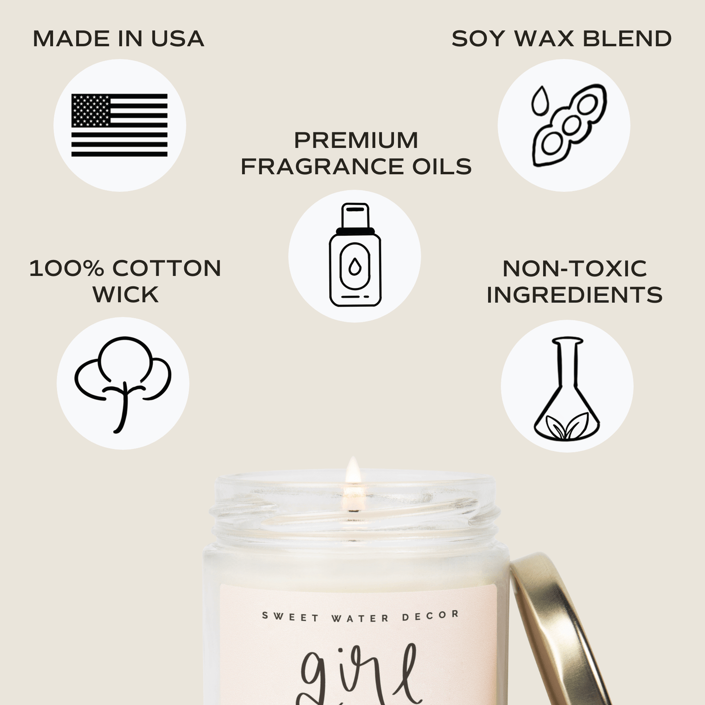 Girl Mom Soy Candle - Clear Jar - 9 oz (Wildflowers and Salt)