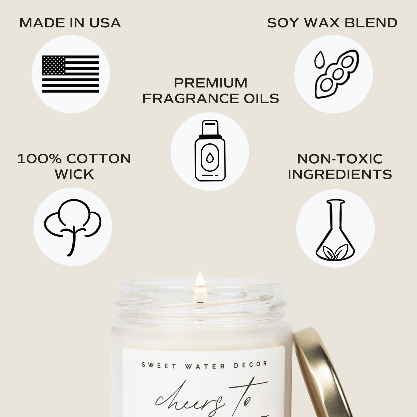 Cheers to Sixty Soy Candle - Clear Jar - 9 oz