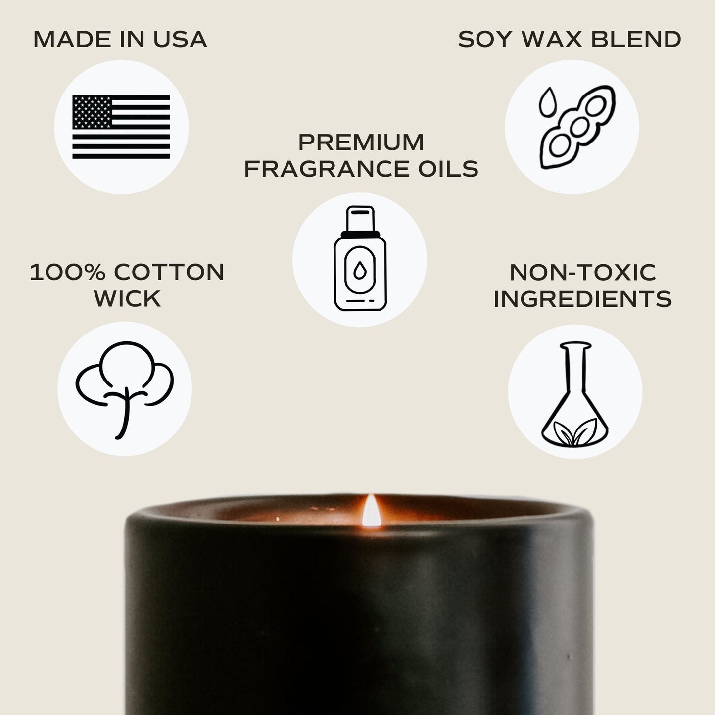 Palo Santo Patchouli Soy Candle - Black Stoneware Jar - 12 oz