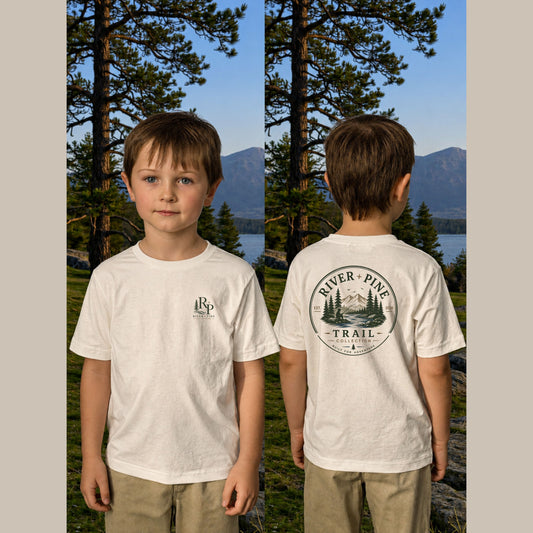 Youth Trail T‑Shirt — "River + Pine" Mountain & Forest Adventure Tee