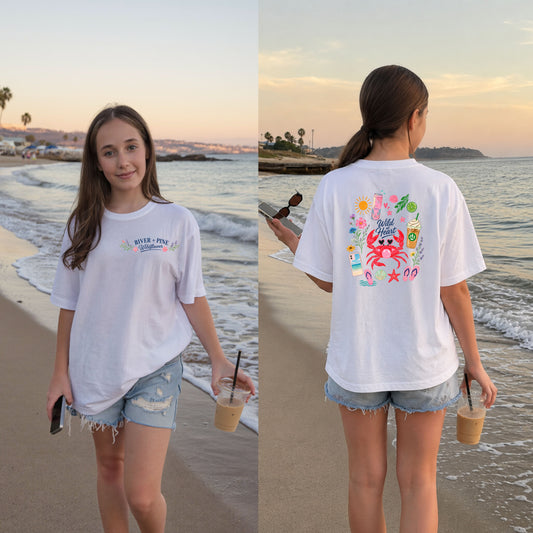 Youth T-Shirt — 'Wild at Heart' Crab Summer Graphic Tee