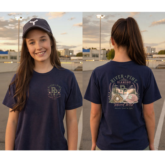 River + Pine Diamond Collection Vintage Baseball Youth Girl T‑Shirt