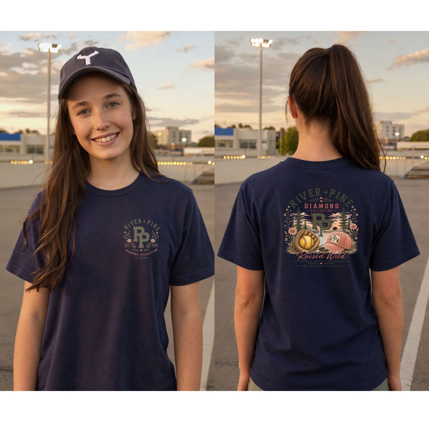 River + Pine Diamond Collection Vintage Softball Youth T‑Shirt