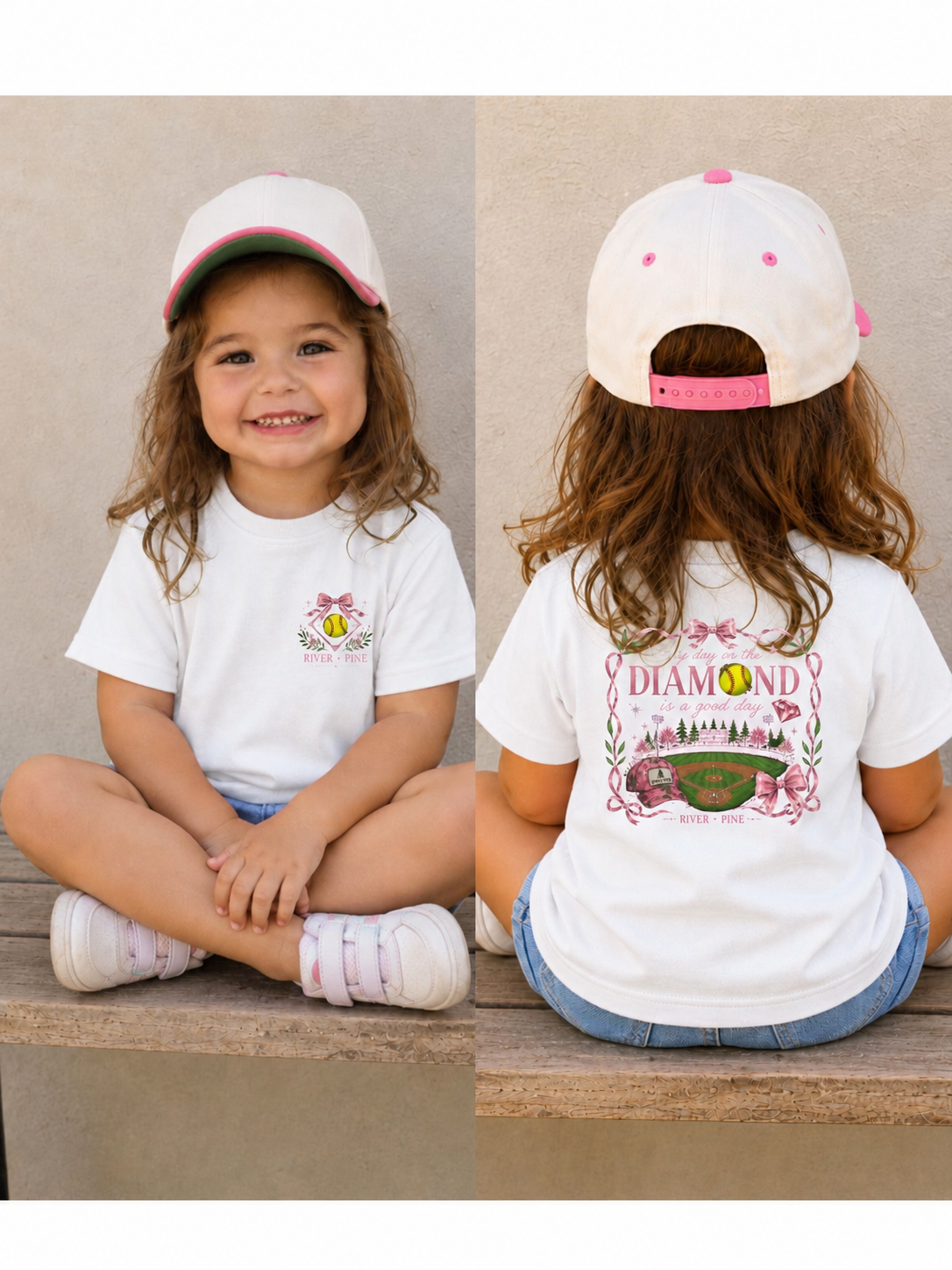 River + Pine - Any Day on the Diamond is a Good Day Girls Softball Toddler Tee