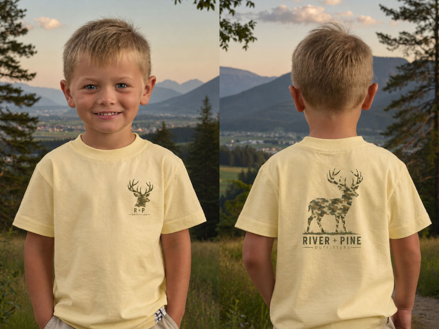 River & Pine Muted Modern Camouflage Buck Toddler Graphic Tee