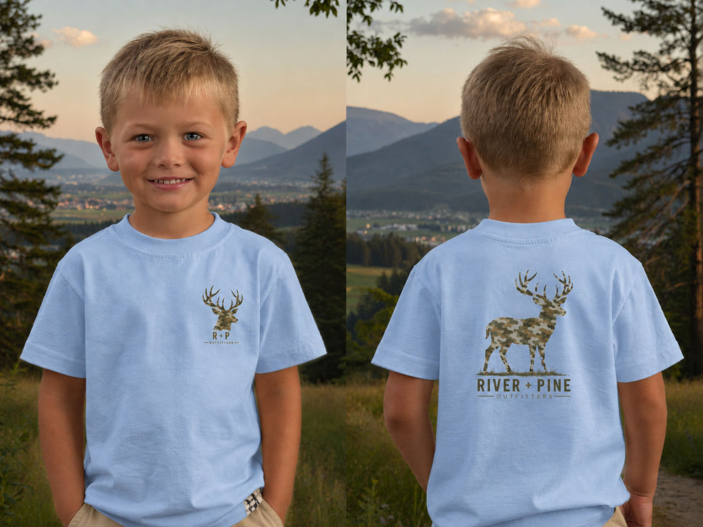 River & Pine Muted Modern Camouflage Buck Toddler Graphic Tee