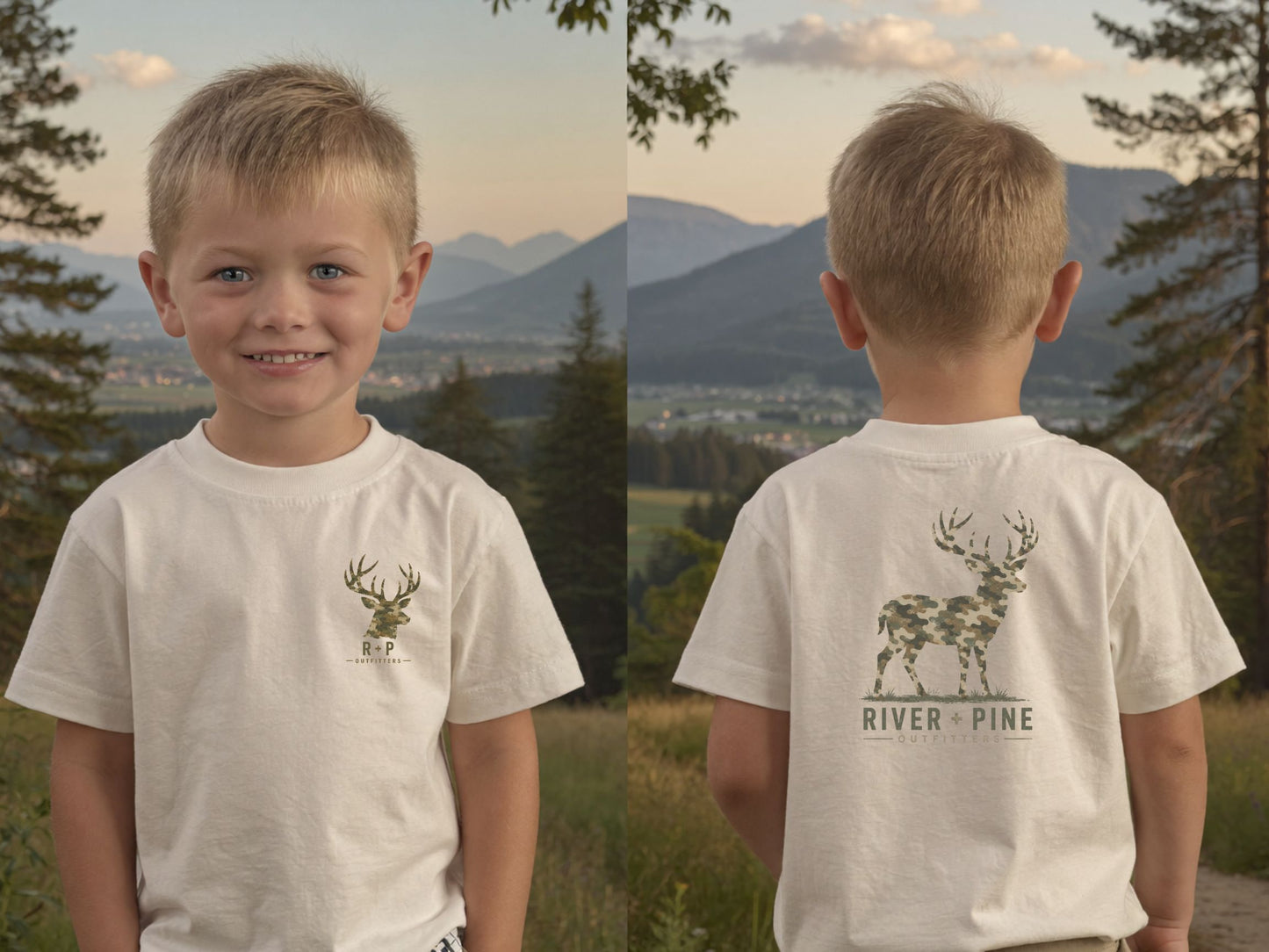 River & Pine Muted Modern Camouflage Buck Toddler Graphic Tee