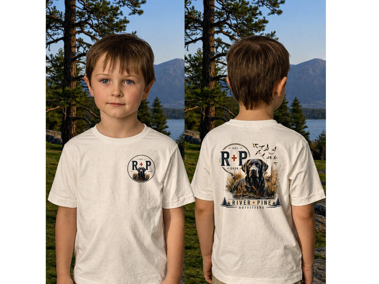 River & Pine Outfitters Tee — Black Dog in Reeds Youth Tee