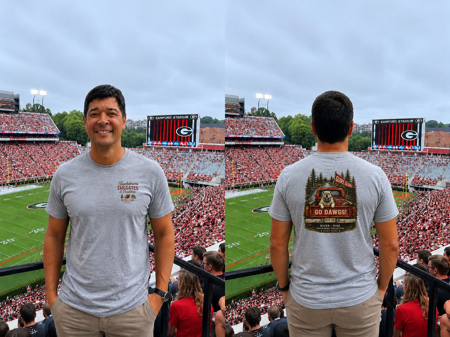 River + Pine Tailgate Collection - Go Dawgs! Vintage Truck Tailgate Men's T‑Shirt