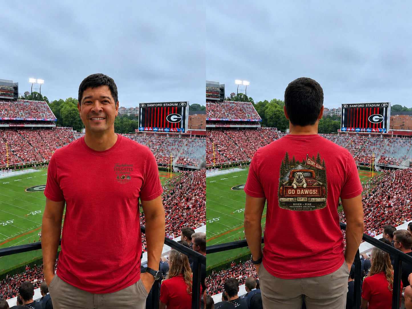 River + Pine Tailgate Collection - Go Dawgs! Vintage Truck Tailgate Men's T‑Shirt