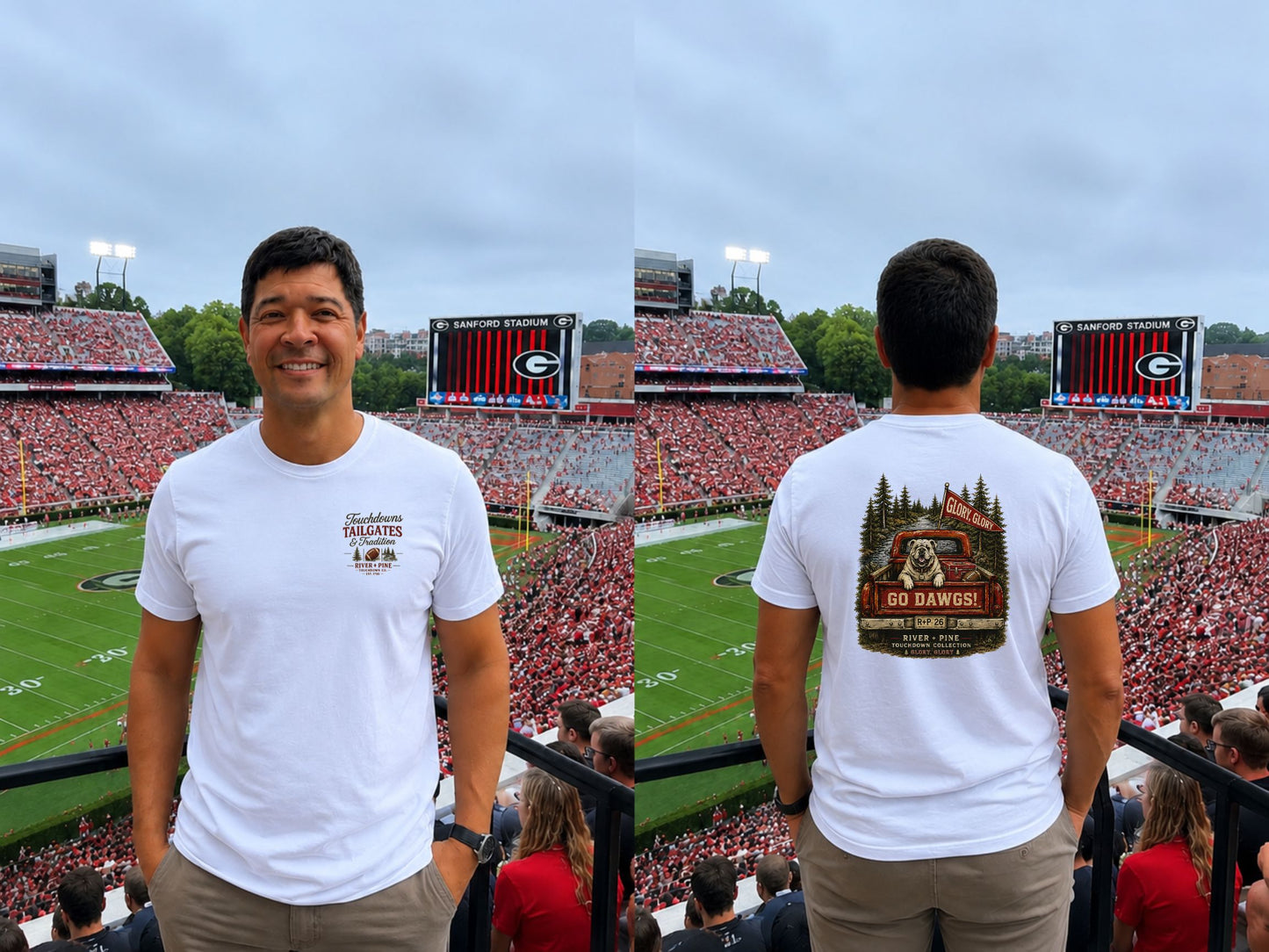 River + Pine Tailgate Collection - Go Dawgs! Vintage Truck Tailgate Men's T‑Shirt