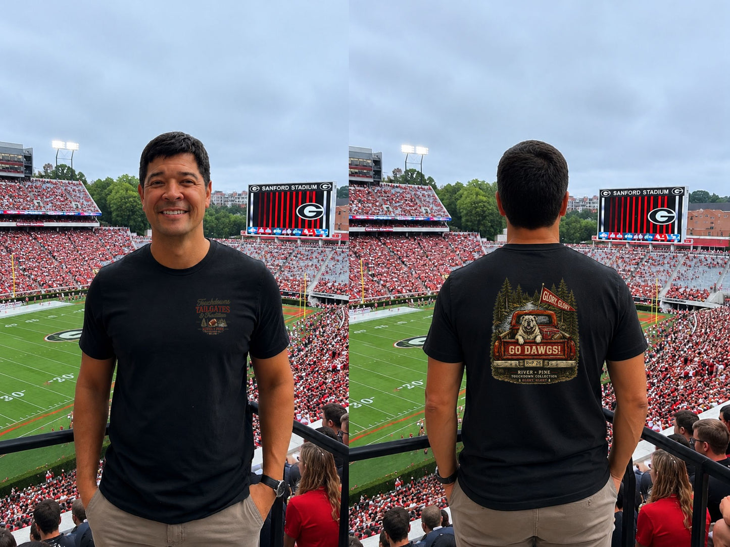 River + Pine Tailgate Collection - Go Dawgs! Vintage Truck Tailgate Men's T‑Shirt