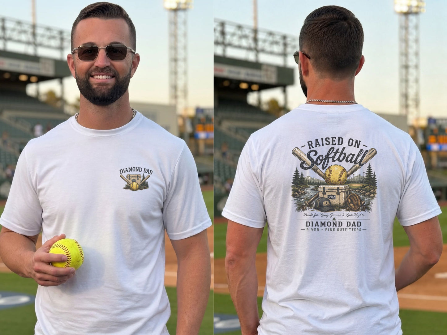 River + Pine - Diamond Dad Tee - Cooler Bats, & Softballs