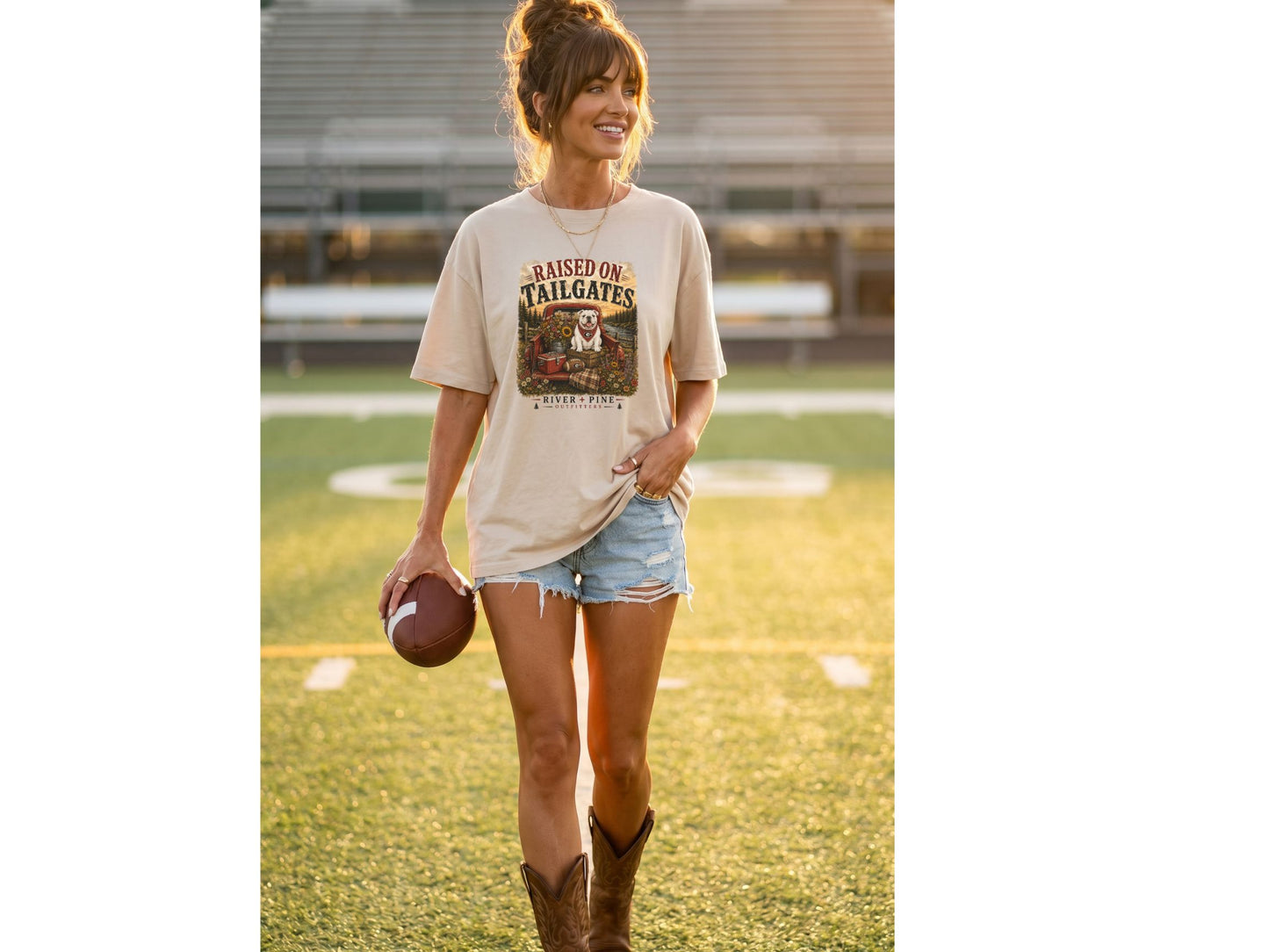 Raised on Tailgates T-Shirt — Vintage Tailgate Dog Tee