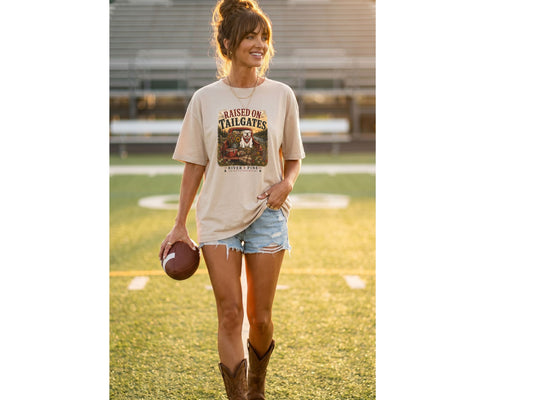 Raised on Tailgates T-Shirt — Vintage Tailgate Dog Tee