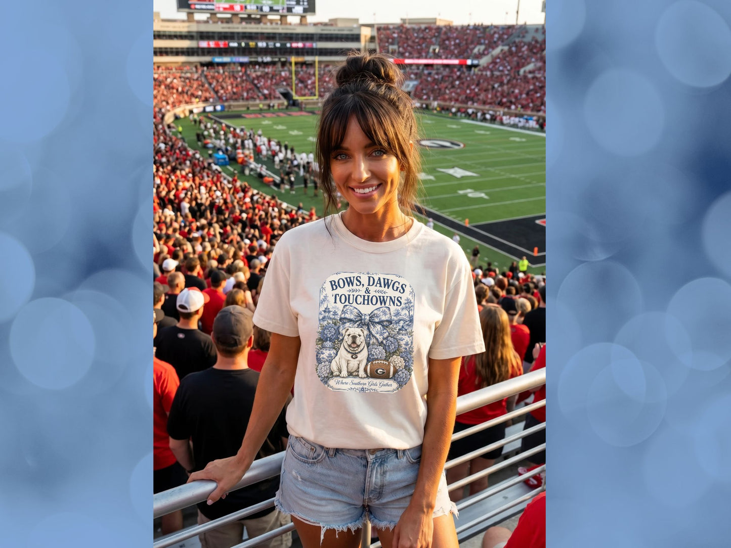 River + Pine Tailegate Collection - Bows, Dawgs, & Touchdowns Womens Tee
