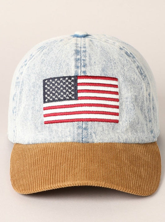 Embroidered US Flag Two Tone Baseball Cap