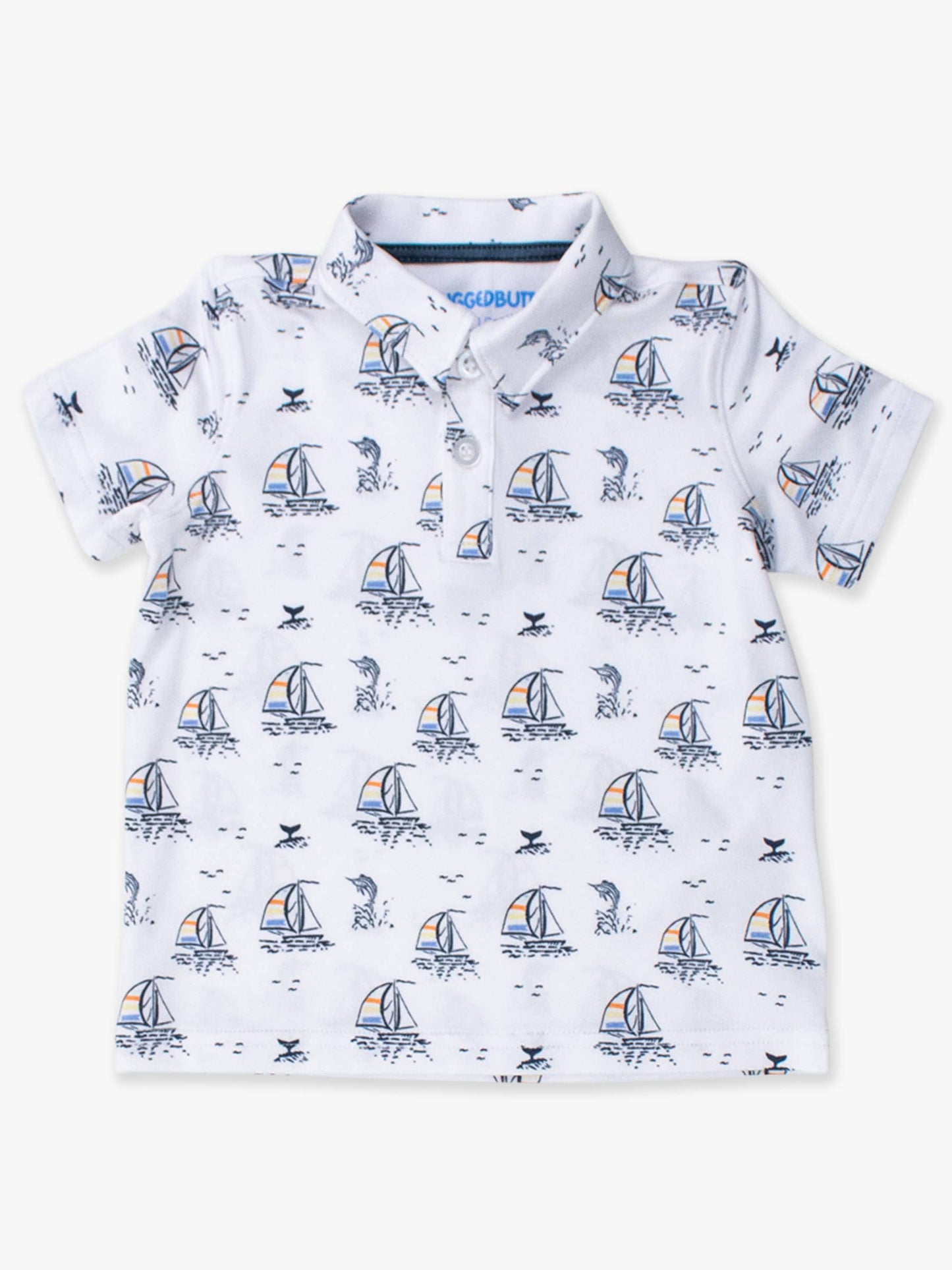 RuffleButts + RuggedButts - Boys Sailing the Seas Knit Short Sleeve Performance Polo