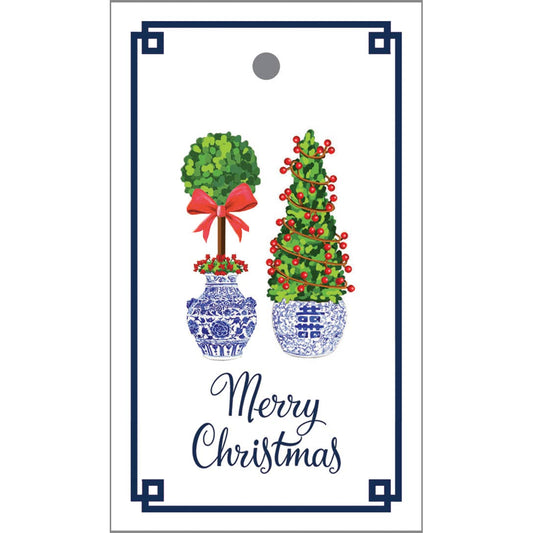 WH Hostess Social Stationery - Full-Color Gift Tags | Christmas Topiaries